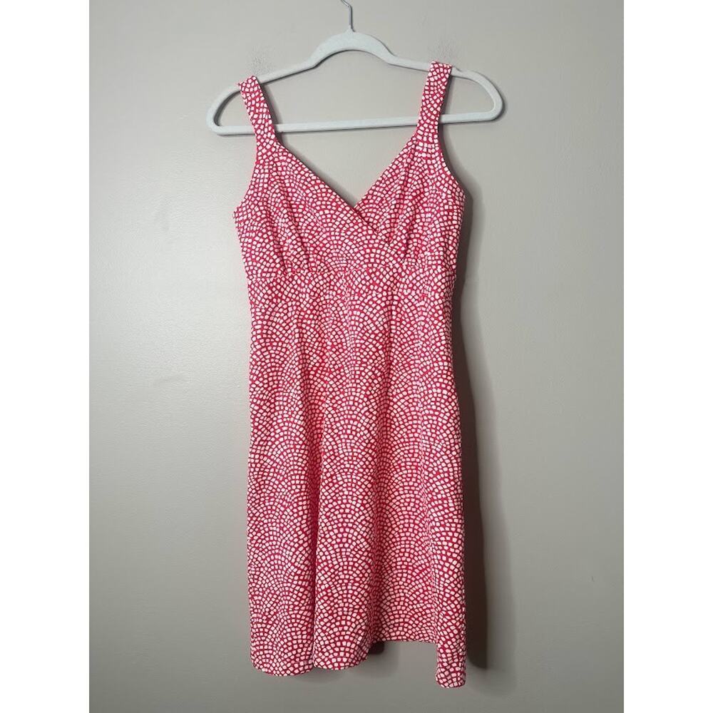 J. MCLAUGHLIN‎ Nylon Stretch Dot Red Print Surplice Casual Tank Dress Size XS